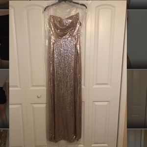 Windsor strapless rose gold sequin dress